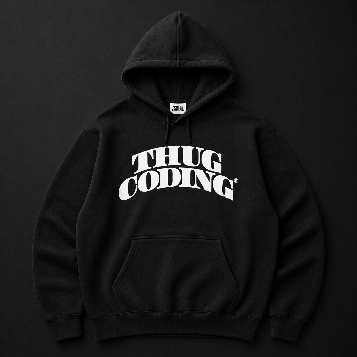 THUG CODING® Men's Heavyweight HOODIE (13oz) Black